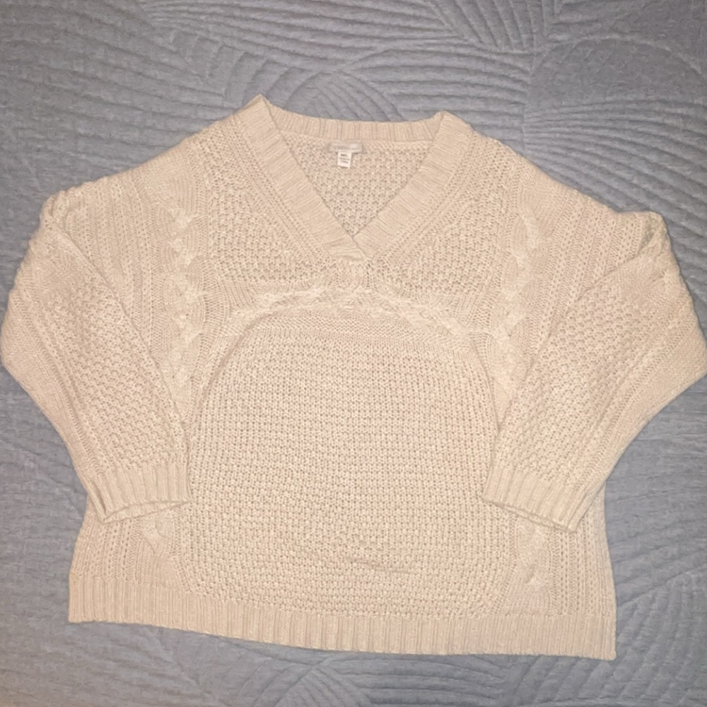 Cozy Casual Cable Knit Oversized V-Neck Sweater